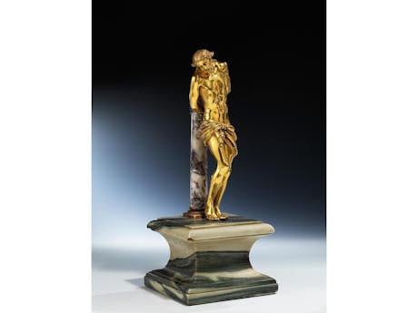 Feuervergoldete Bronzefigur „Christus an der Martersäule“